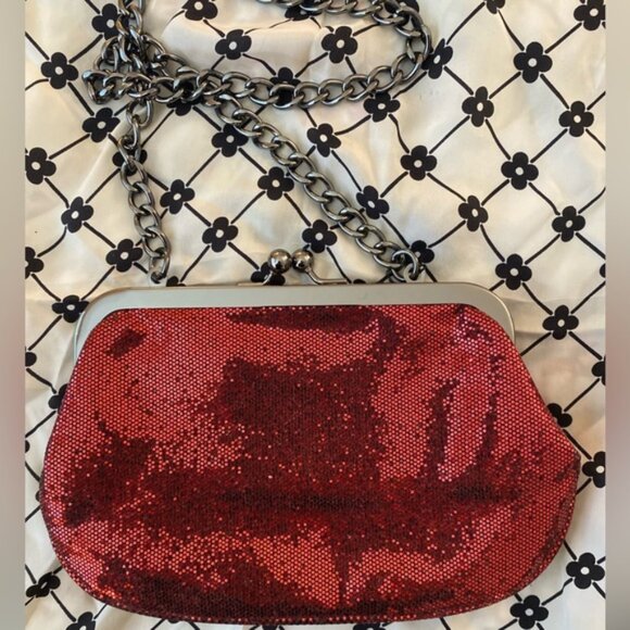 Express Red Sequin Clutch - Picture 1 of 5